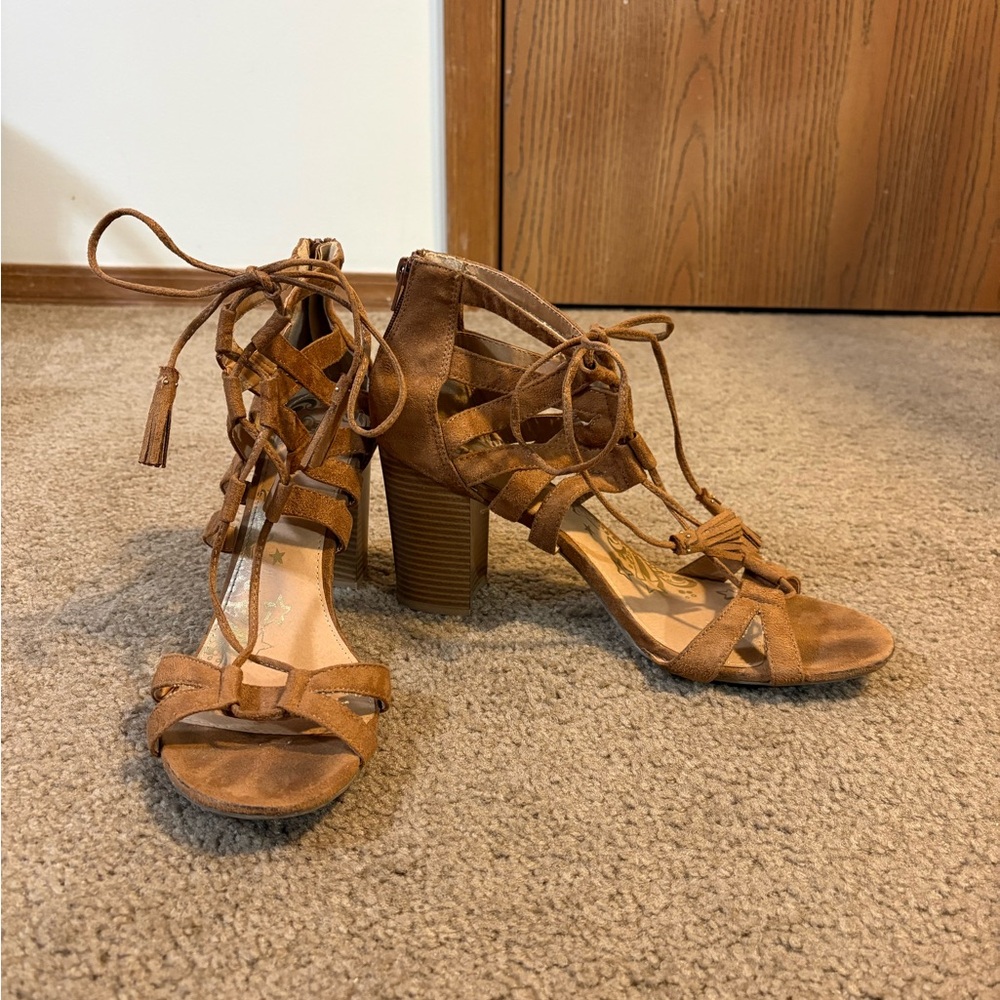 Brash Payless Lace Up Bohemian Style Heels